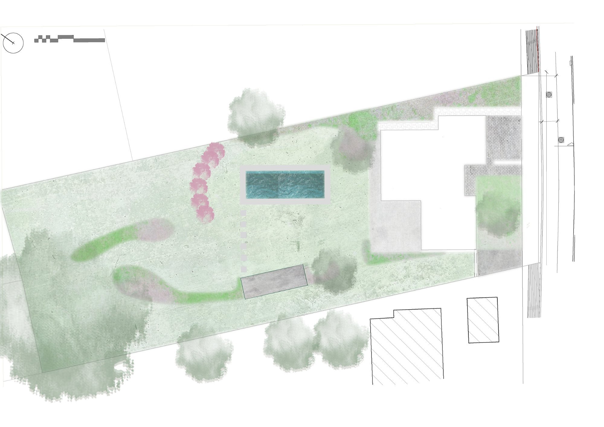 Tuinontwerp Overijse — grondplan